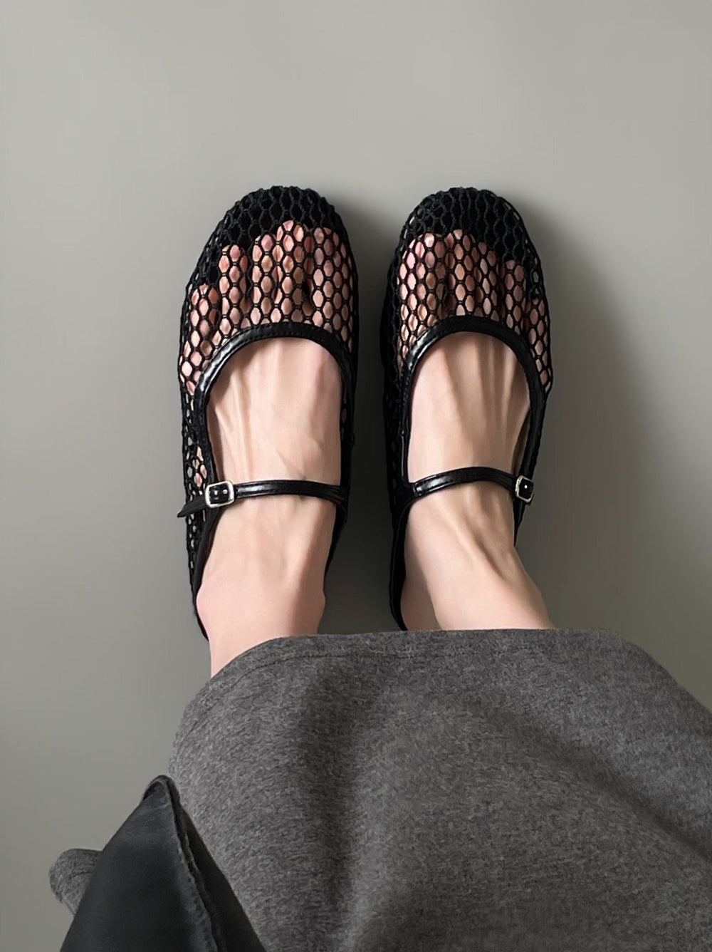 Sheer mesh ストラップミュールサンダル
