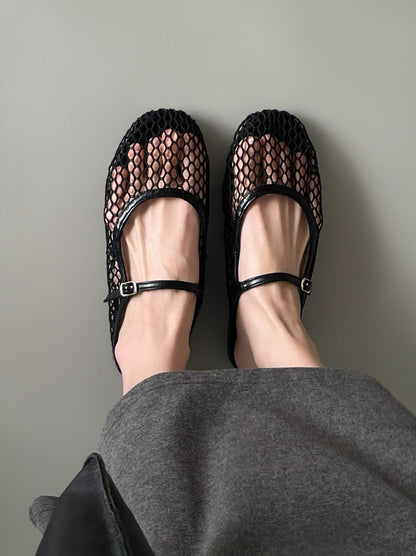 Sheer mesh ストラップミュールサンダル