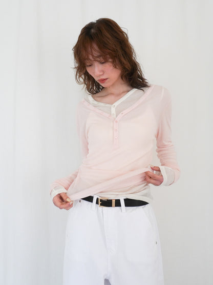 Sheer V neck 2way カットソー