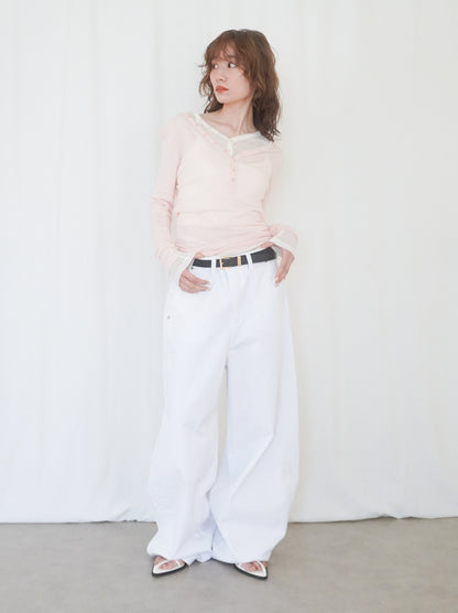 Sheer V neck 2way カットソー