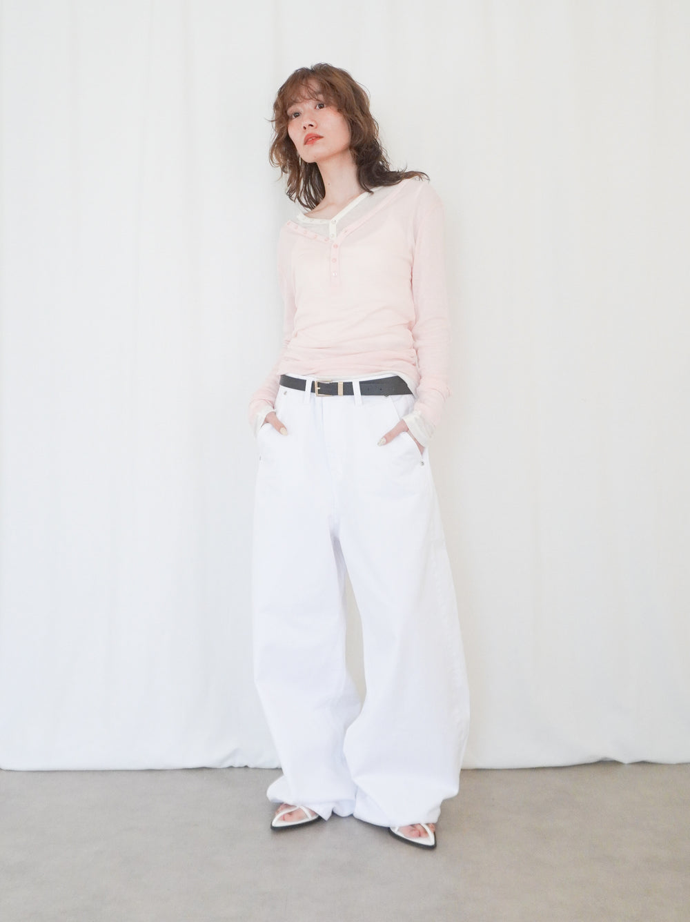 Sheer V neck 2way カットソー