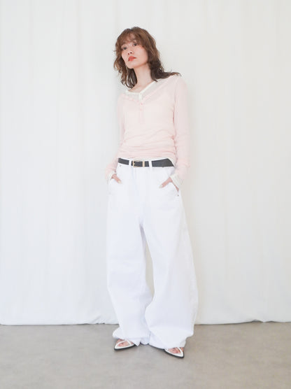 Sheer V neck 2way カットソー