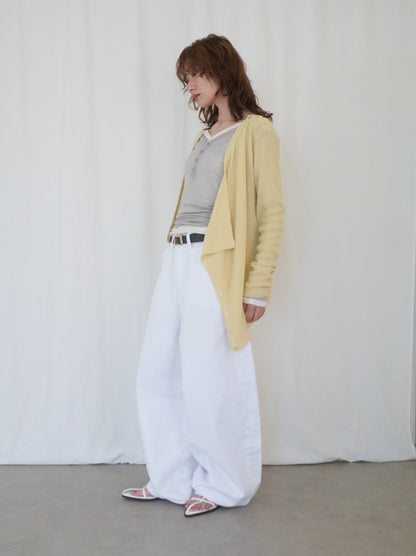 Asymmetric button-down リブカーディガン