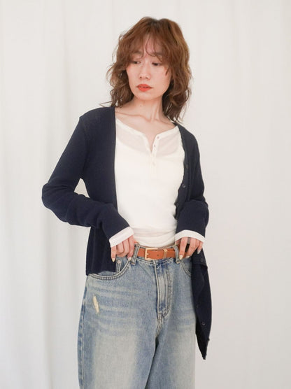 Sheer V neck 2way カットソー