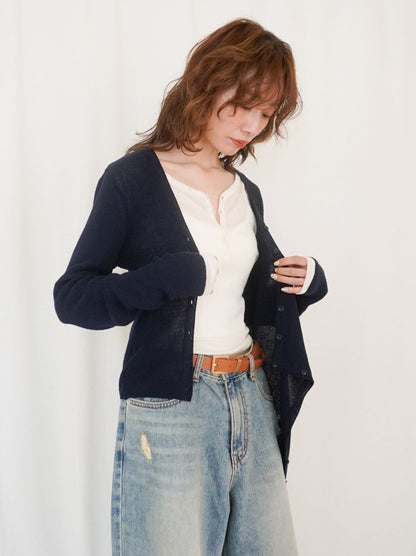 Sheer V neck 2way カットソー