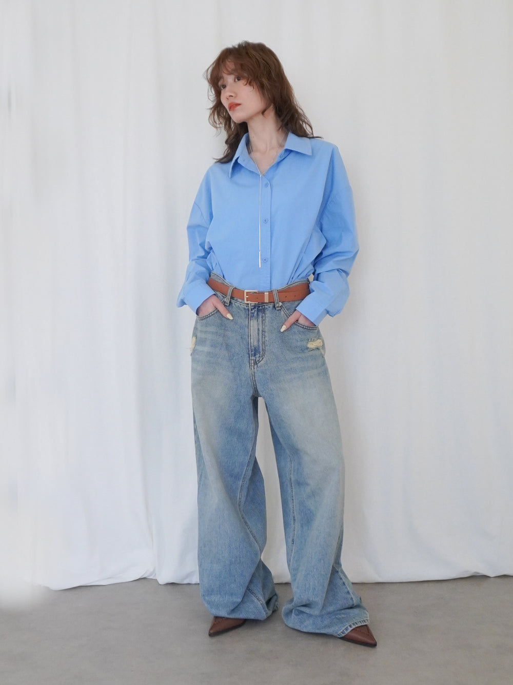 Big silhouette cotton シャツ