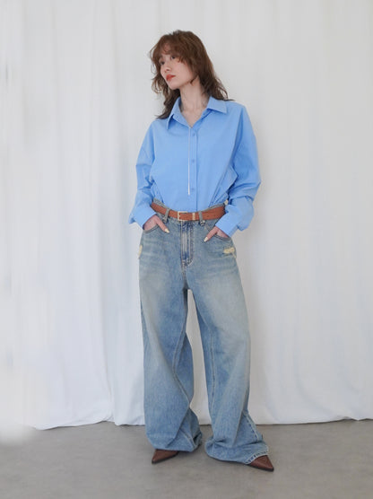 Big silhouette cotton シャツ