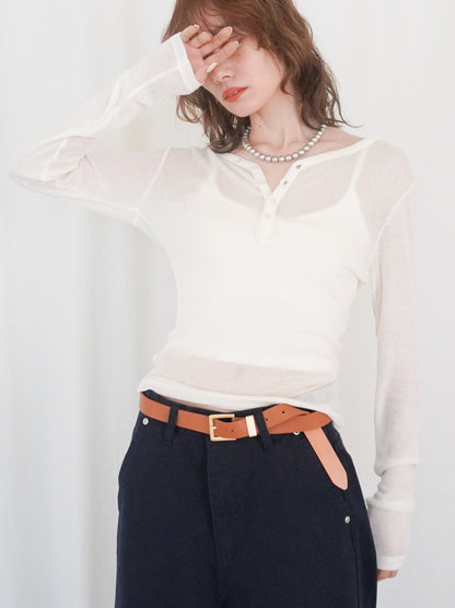 Sheer V neck 2way カットソー