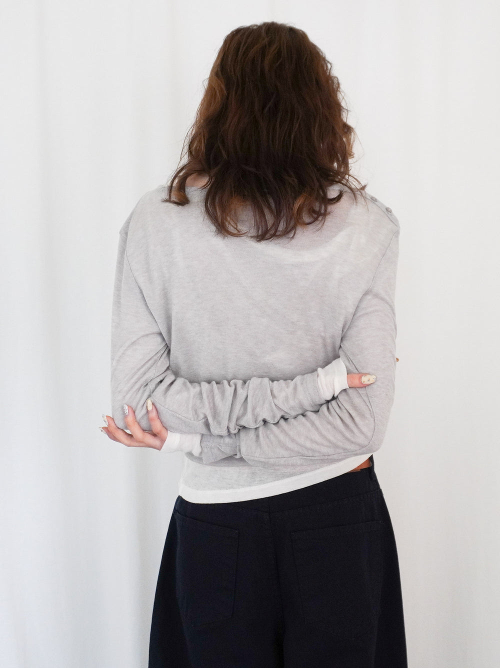 Sheer V neck 2way カットソー