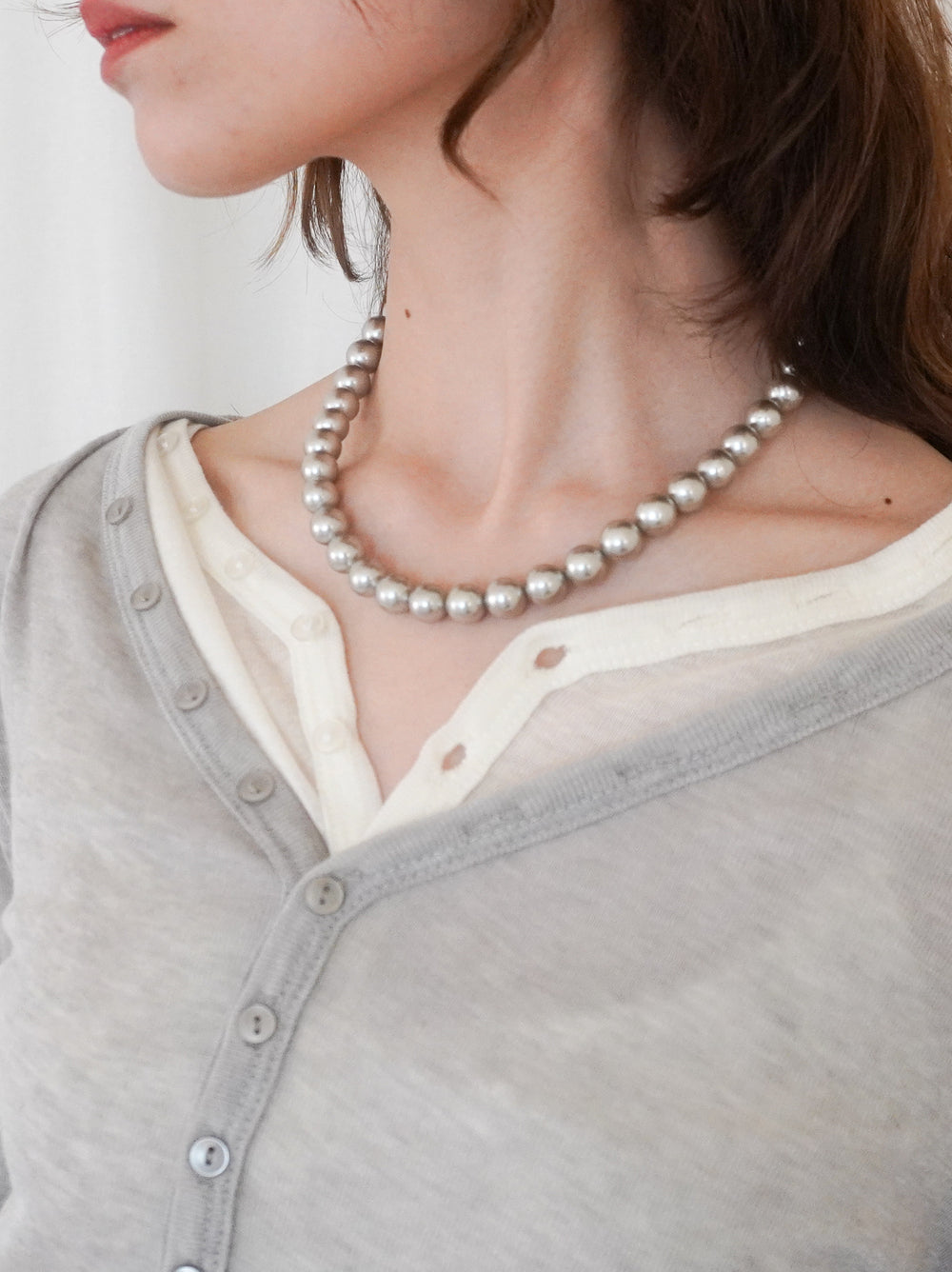 Sheer V neck 2way カットソー