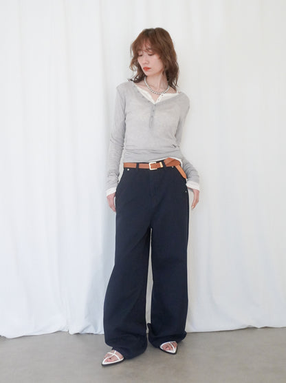 Sheer V neck 2way カットソー