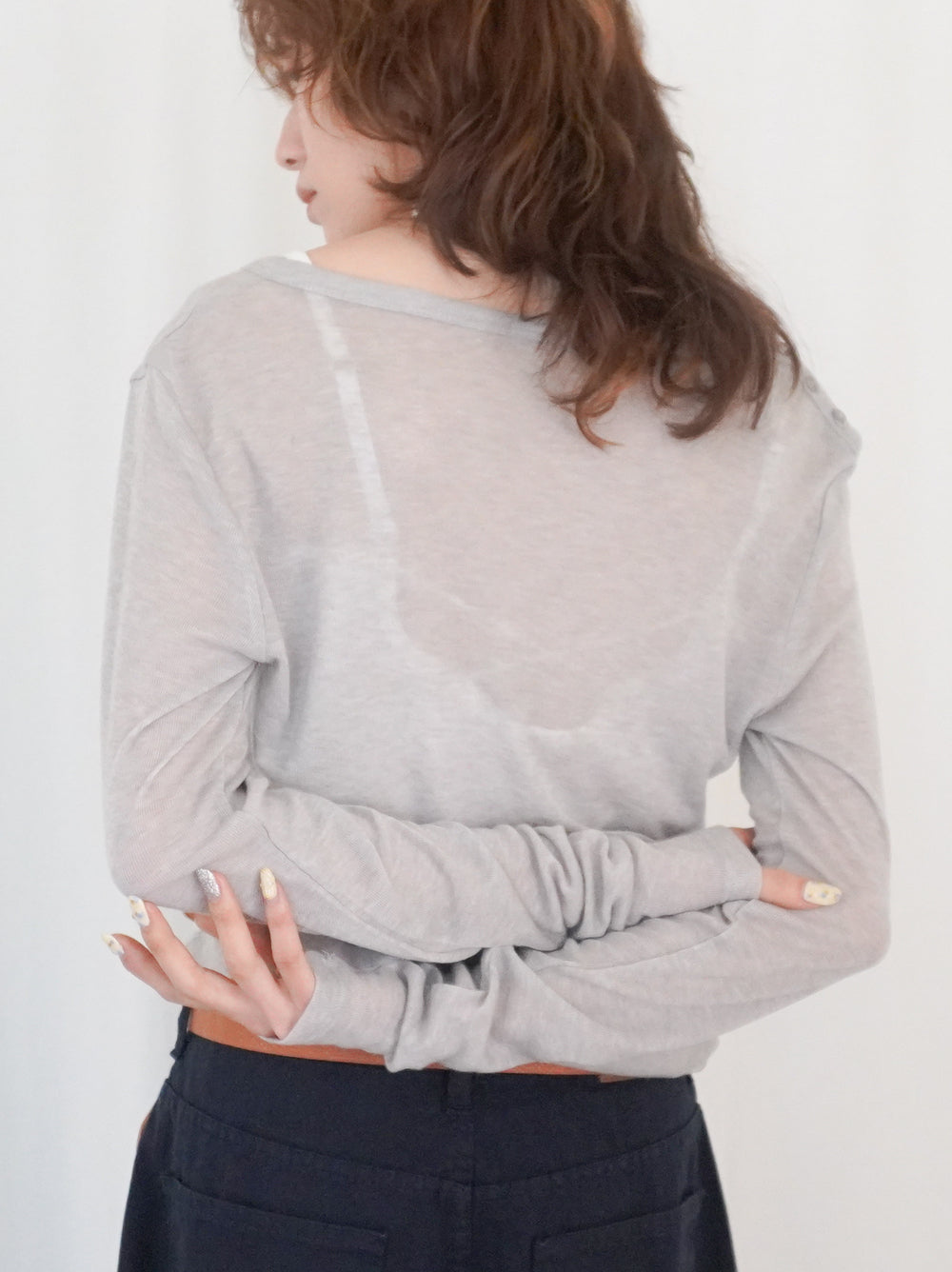 Sheer V neck 2way カットソー