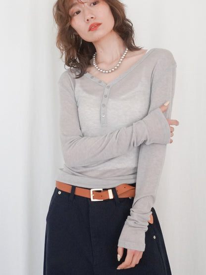 Sheer V neck 2way カットソー