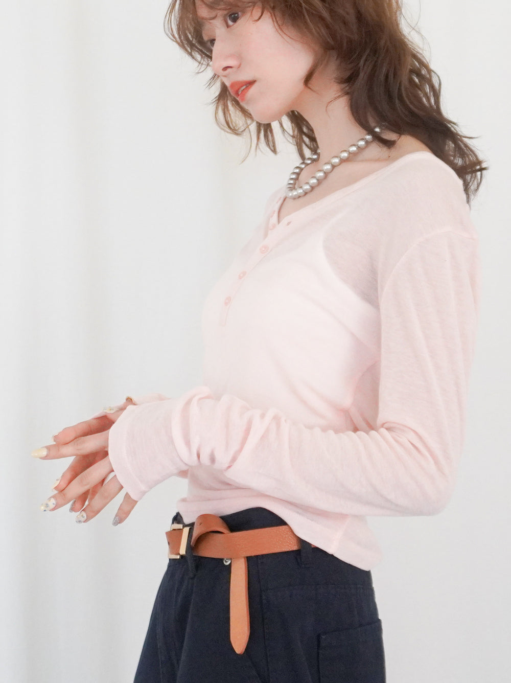 Sheer V neck 2way カットソー