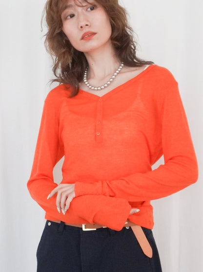 Sheer V neck 2way カットソー