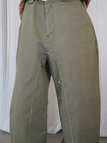 Hem cutoff ミリタリーワイドパンツ