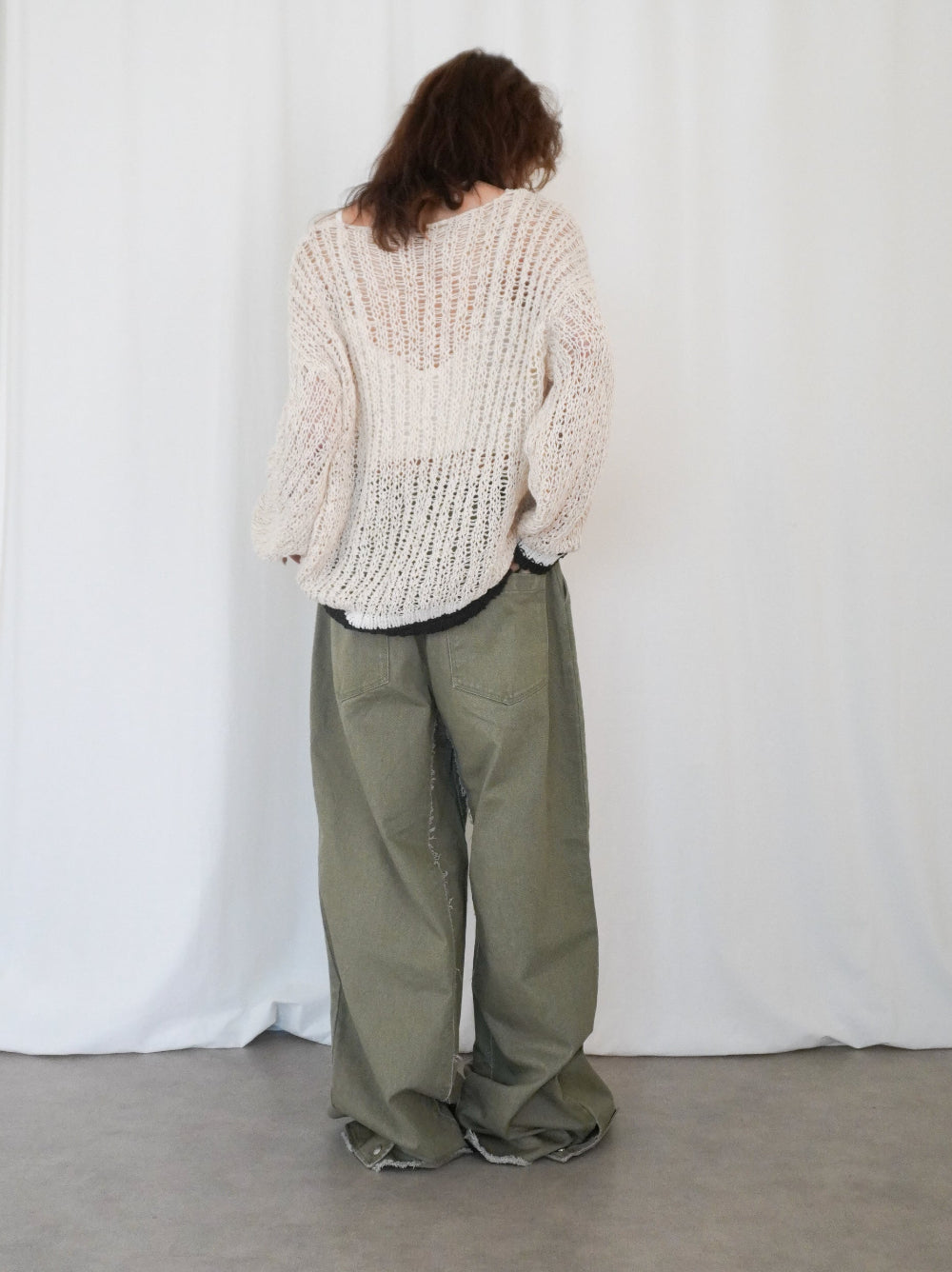 Hem cutoff ミリタリーワイドパンツ