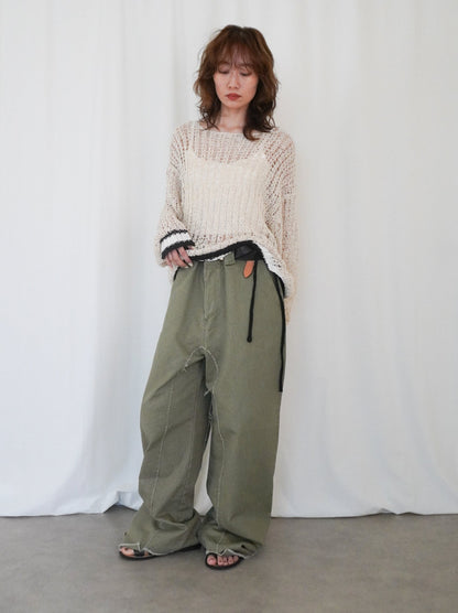 Hem cutoff ミリタリーワイドパンツ