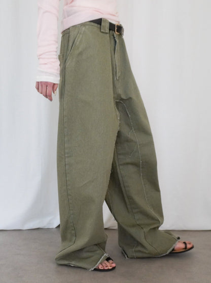 Hem cutoff ミリタリーワイドパンツ