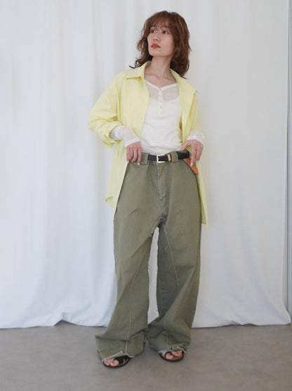 Hem cutoff ミリタリーワイドパンツ
