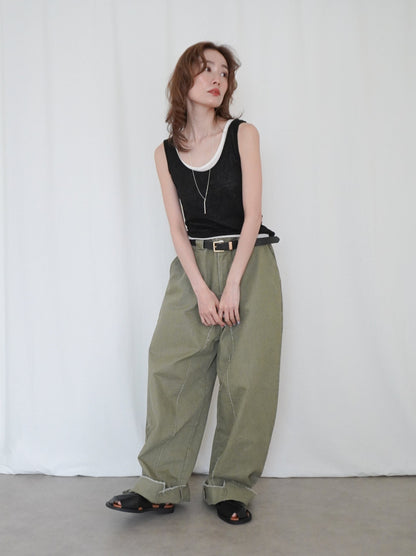 Hem cutoff ミリタリーワイドパンツ