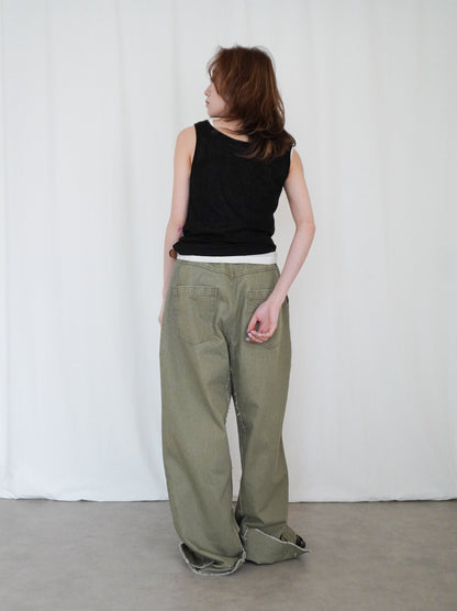 Hem cutoff ミリタリーワイドパンツ