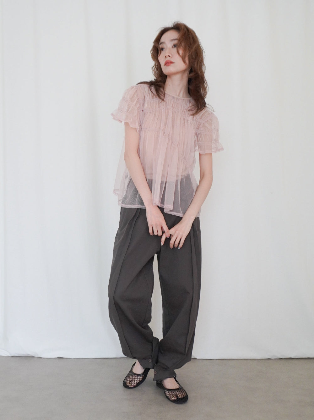 Sheer mesh ストラップミュールサンダル