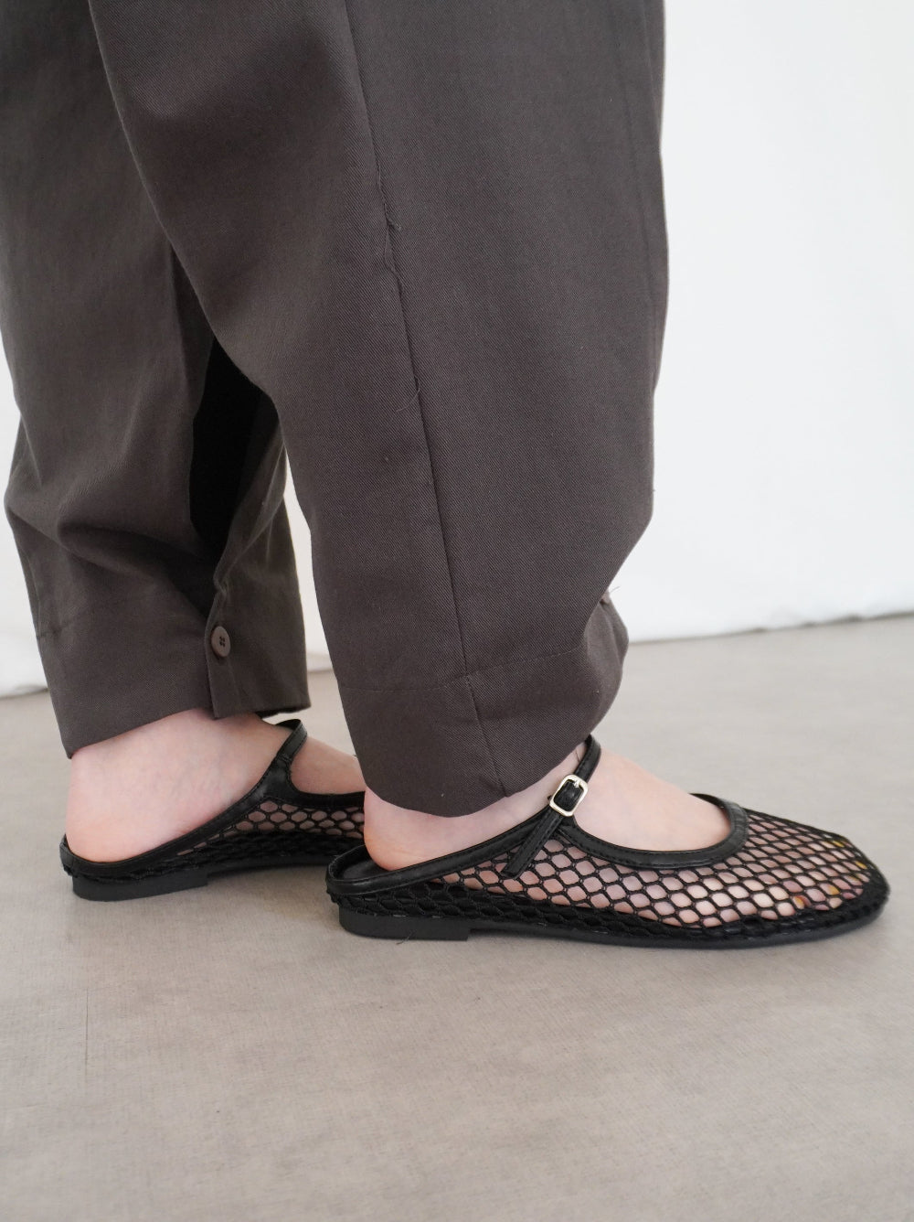 Sheer mesh ストラップミュールサンダル