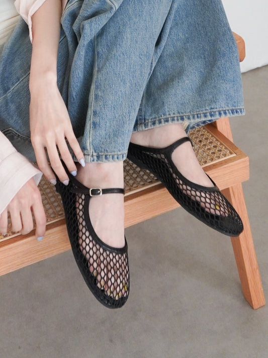 Sheer mesh ストラップミュールサンダル