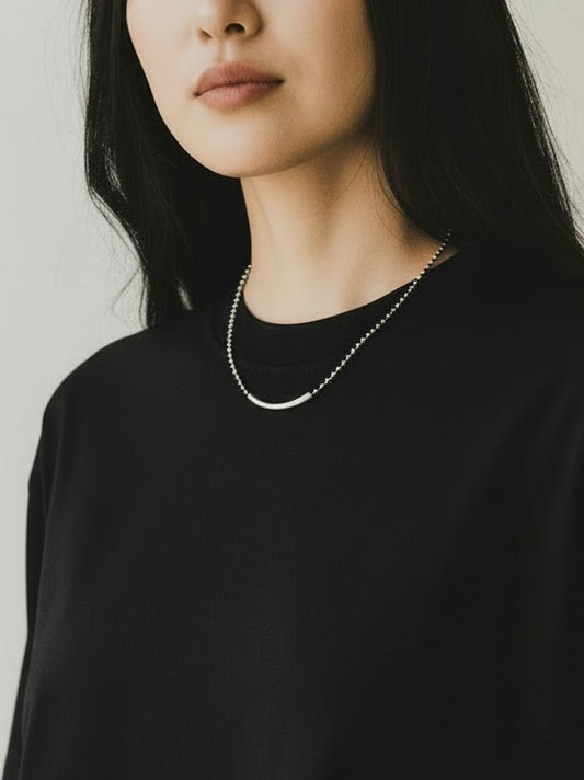 Calm line Ball chain Bar ネックレス