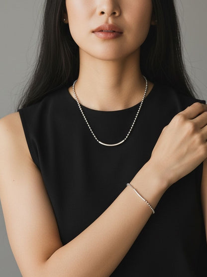 Calm line Ball chain Bar ネックレス