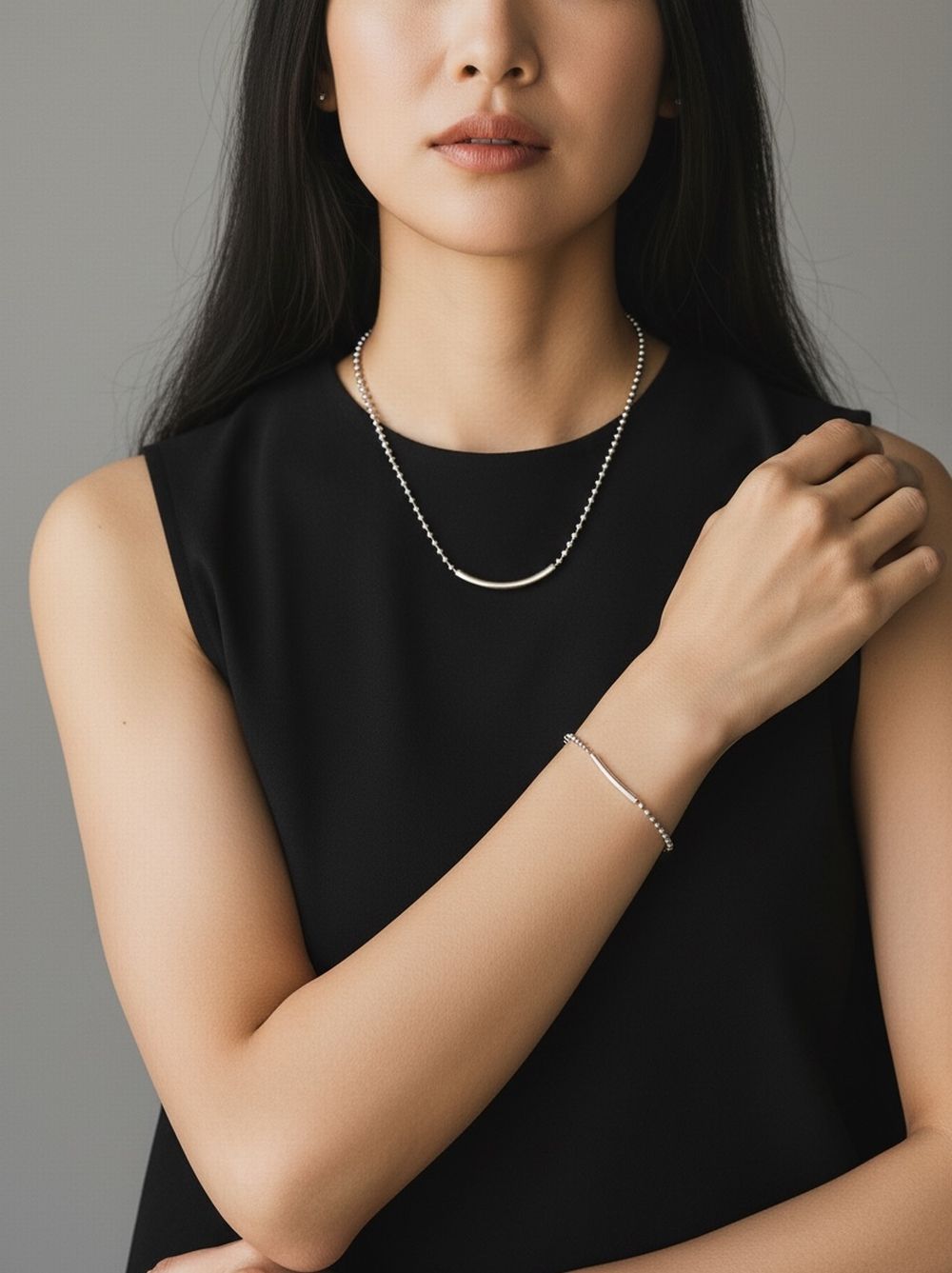 Calm line Ball chain Bar ブレスレット