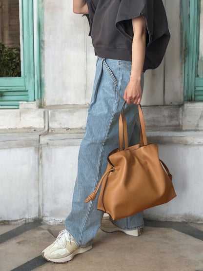 Smooth real leather ロープドロストショルダーバッグ