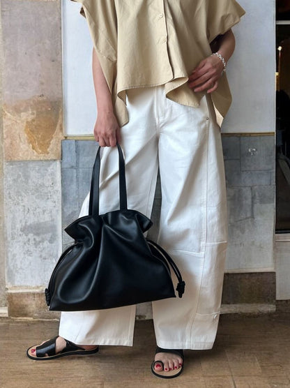 Smooth real leather ロープドロストショルダーバッグ