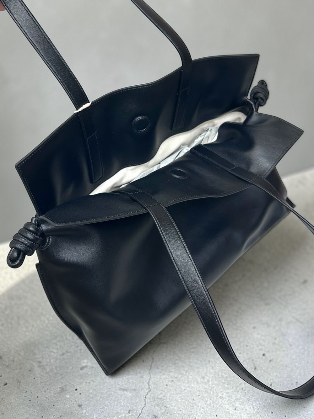 Smooth real leather ロープドロストショルダーバッグ