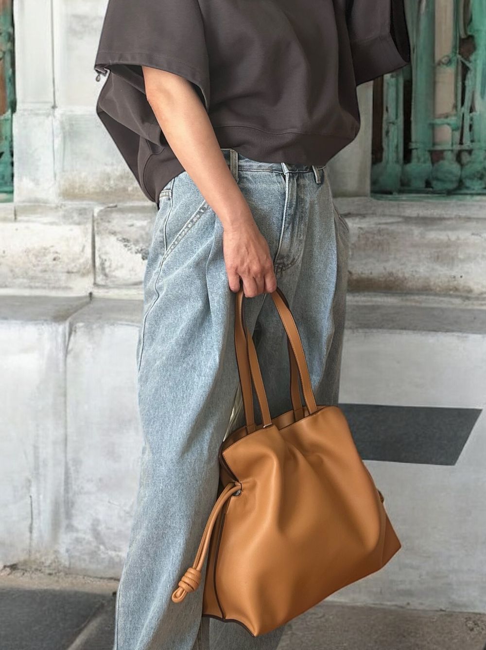 Smooth real leather ロープドロストショルダーバッグ