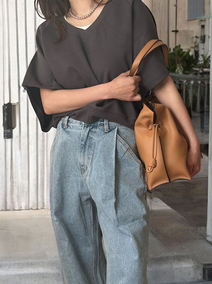 Smooth real leather ロープドロストショルダーバッグ