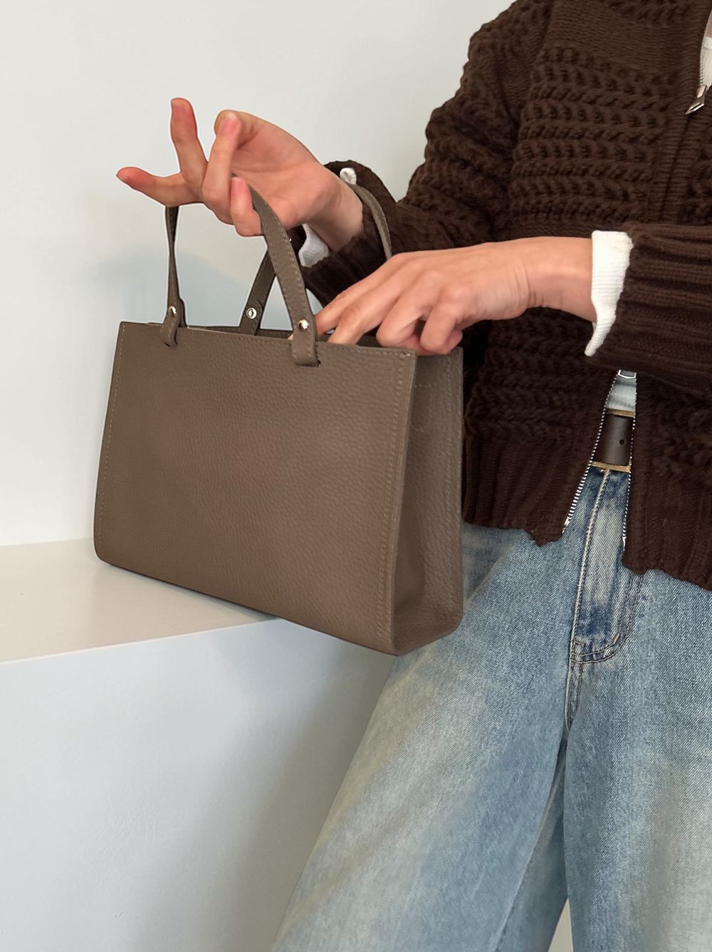 Real leather 2way ミニトートバッグ