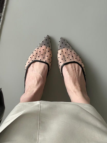 Dot tulle ポインテッドミュール