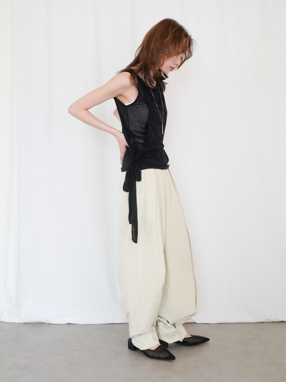 Dot tulle ポインテッドミュール