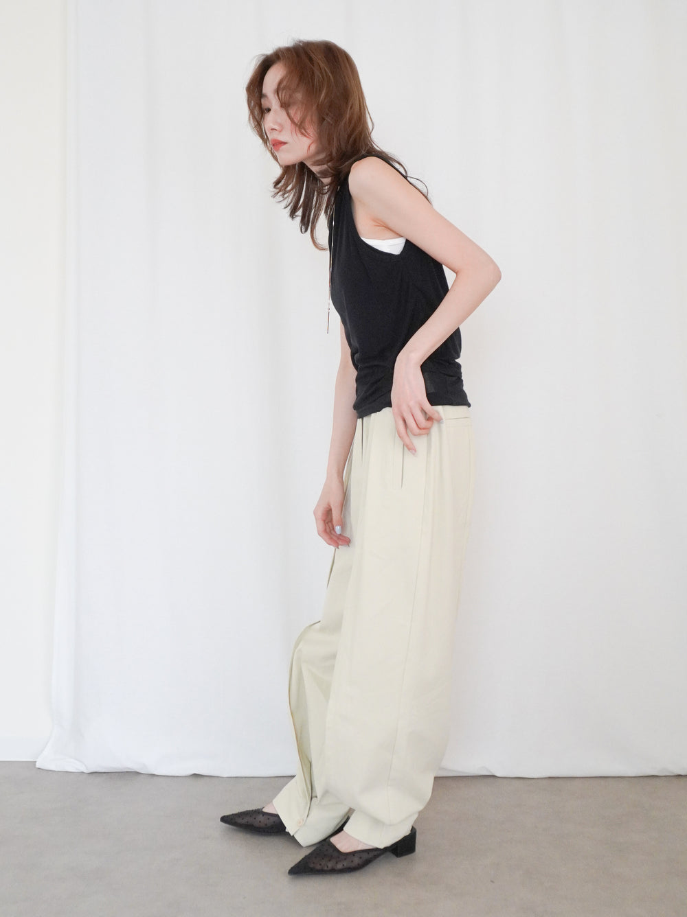 Dot tulle ポインテッドミュール