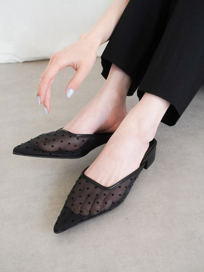 Dot tulle ポインテッドミュール