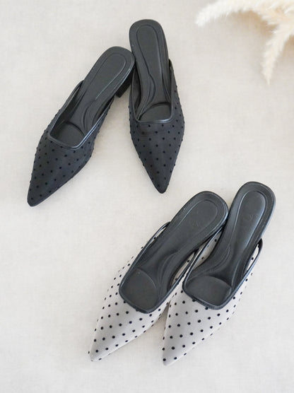 Dot tulle ポインテッドミュール