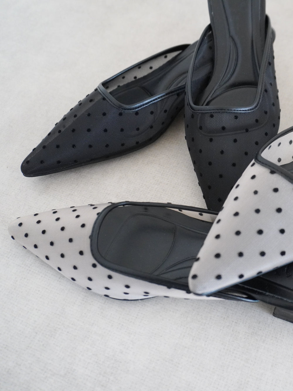 Dot tulle ポインテッドミュール