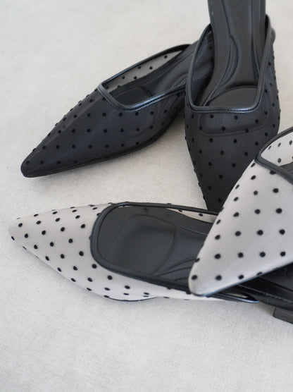 Dot tulle ポインテッドミュール