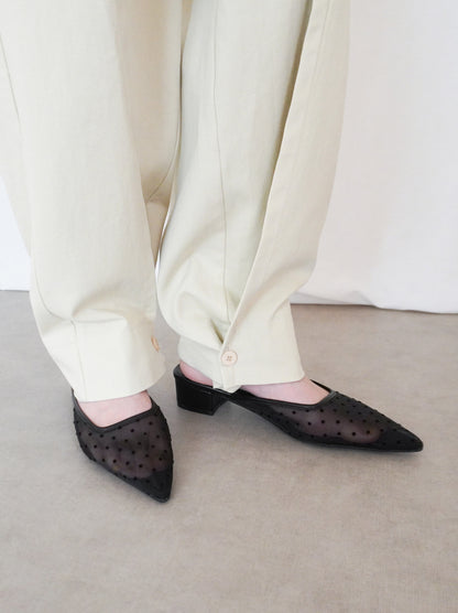 Dot tulle ポインテッドミュール