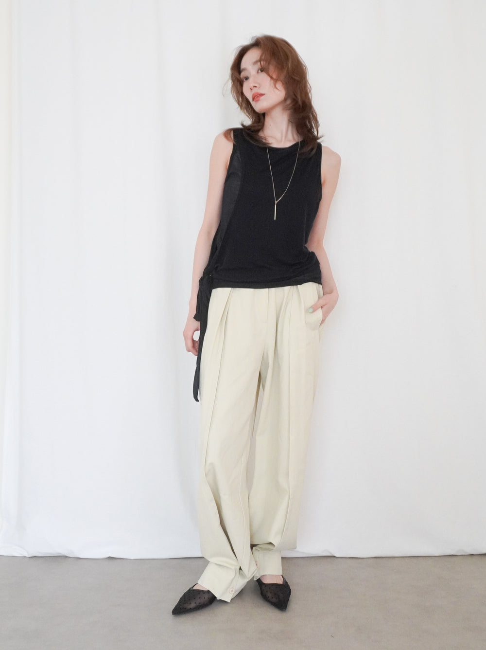 Dot tulle ポインテッドミュール
