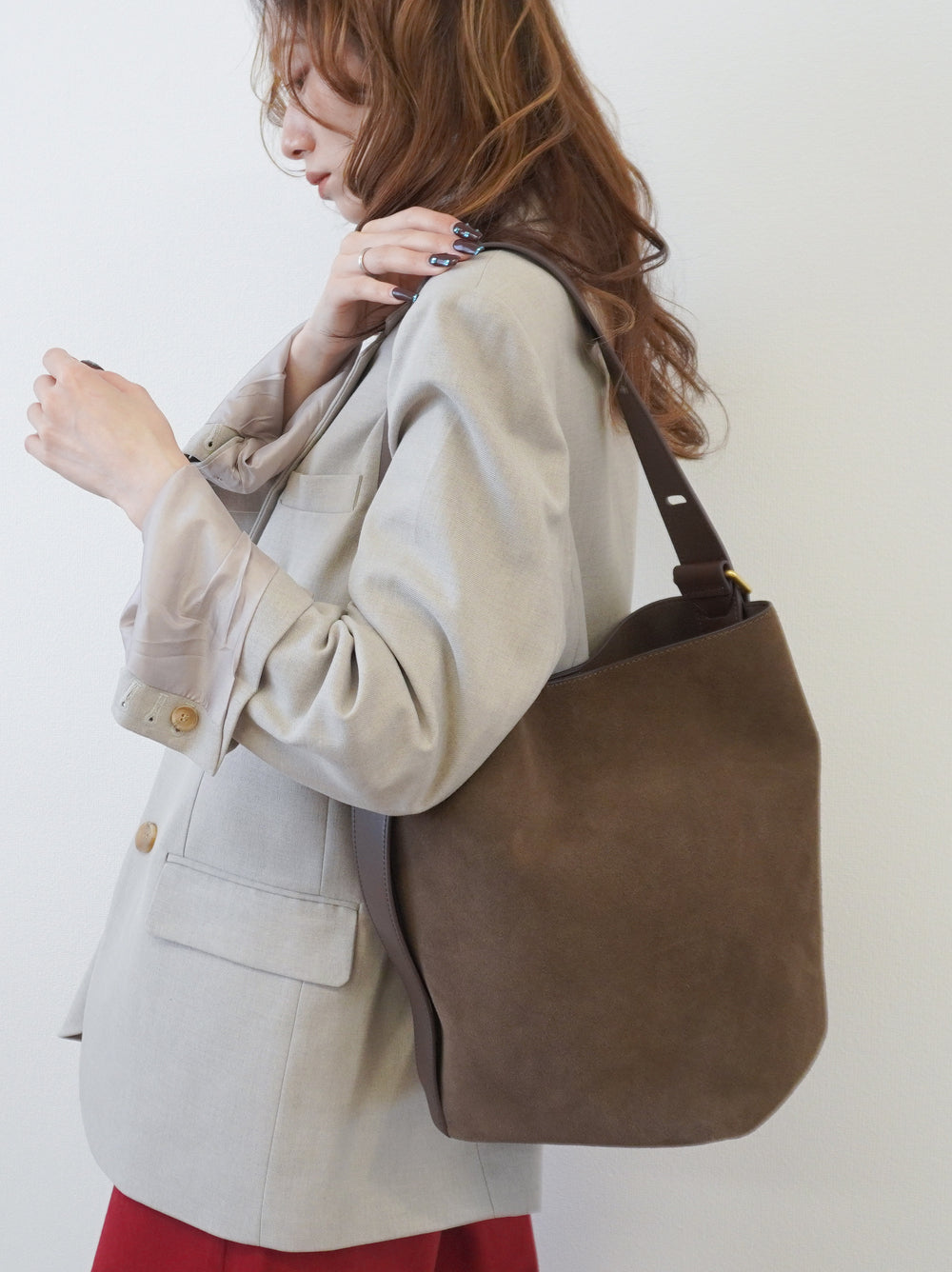 【受注販売・納期2週間】Velour touch ヌバックレザートートバッグ