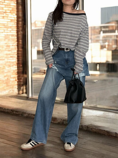 Damage crash skirt ドッキングデニム