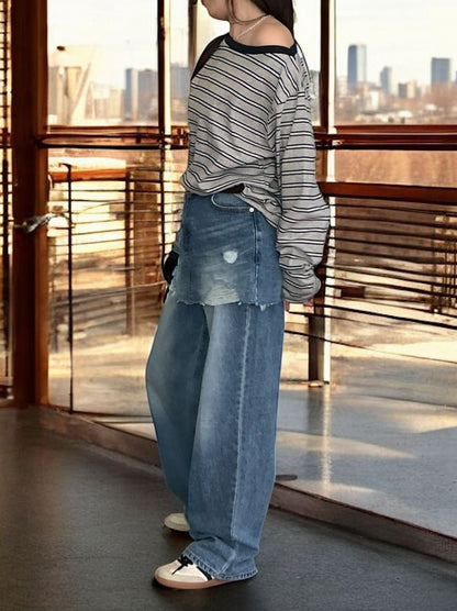 Damage crash skirt ドッキングデニム